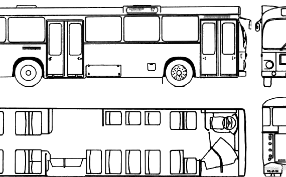 Автобус MAN SL200 (1977) - чертежи, габариты, рисунки автомобиля