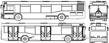Автобус MAZ 103 (2007) - чертежи, габариты, рисунки автомобиля
