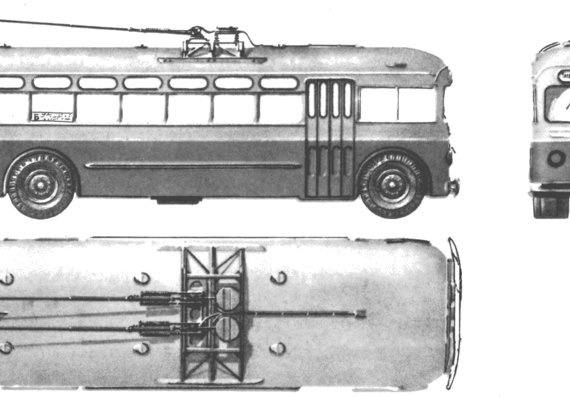 Автобус MTB-82 Trollybus (1946) - чертежи, габариты, рисунки автомобиля