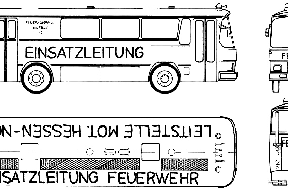 Автобус Magirus-Deutz Einsatzstelle Modell Hessen (1978) - чертежи, габариты, рисунки автомобиля