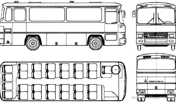 Автобус Magirus-Deutz Reiseomnibus (1981) - чертежи, габариты, рисунки автомобиля