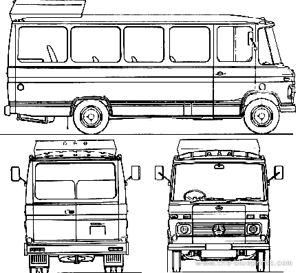 Автобус Mercedes-Benz 309D - чертежи, габариты, рисунки автомобиля