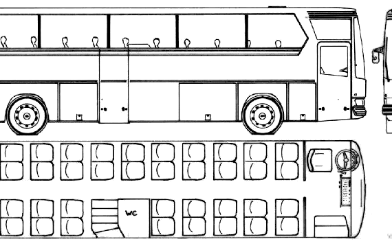 Автобус Mercedes-Benz E320 Europullman (1978) - чертежи, габариты, рисунки автомобиля