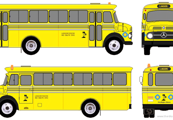 Автобус Mercedes-Benz L911 Bus (1974) - чертежи, габариты, рисунки автомобиля