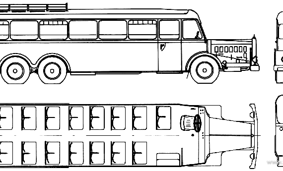 Автобус Mercedes-Benz O10000 (1936) - чертежи, габариты, рисунки автомобиля