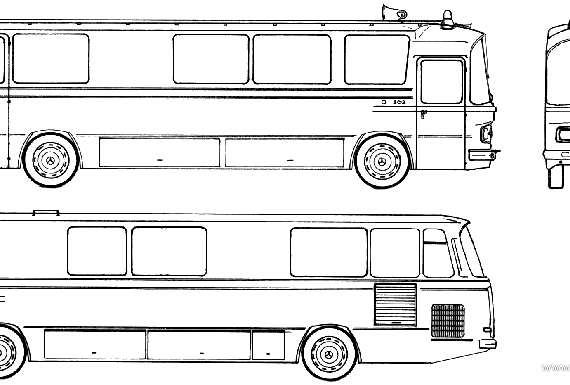 Автобус Mercedes-Benz O302 (1971) - чертежи, габариты, рисунки автомобиля