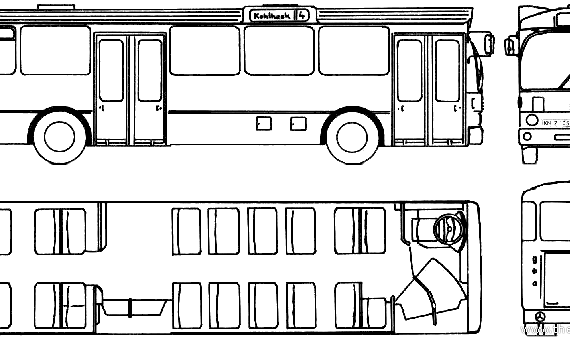 Автобус Mercedes-Benz O305 (1974) - чертежи, габариты, рисунки автомобиля