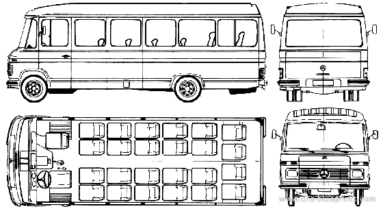 Автобус Mercedes-Benz O309D (1979) - чертежи, габариты, рисунки автомобиля
