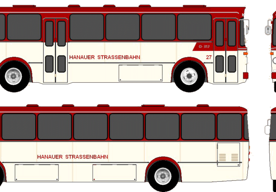 Автобус Mercedes-Benz O317 Bus (1967) - чертежи, габариты, рисунки автомобиля