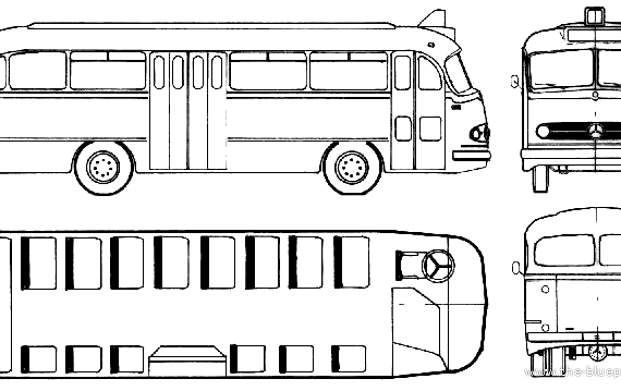 Автобус Mercedes-Benz O321H (1955) - чертежи, габариты, рисунки автомобиля