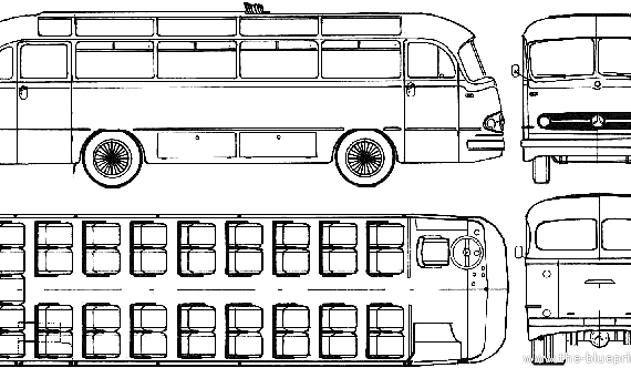Автобус Mercedes-Benz O321H LWB (1955) - чертежи, габариты, рисунки автомобиля