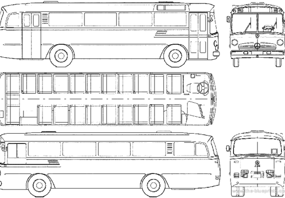 Автобус Mercedes-Benz O322 (1960) - чертежи, габариты, рисунки автомобиля