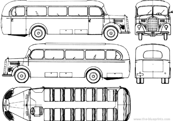 Автобус Mercedes-Benz O3250 (1950) - чертежи, габариты, рисунки автомобиля