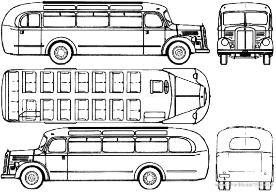 Автобус Mercedes-Benz O3500 (1951) - чертежи, габариты, рисунки автомобиля