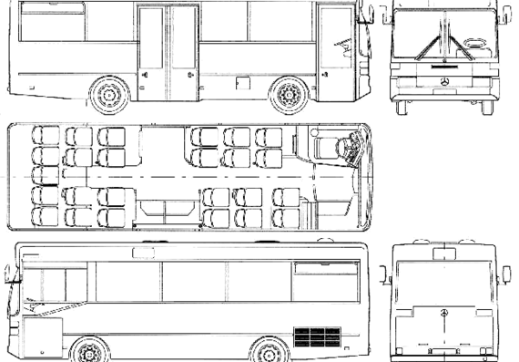 Автобус Mercedes-Benz O402 (1986) - чертежи, габариты, рисунки автомобиля