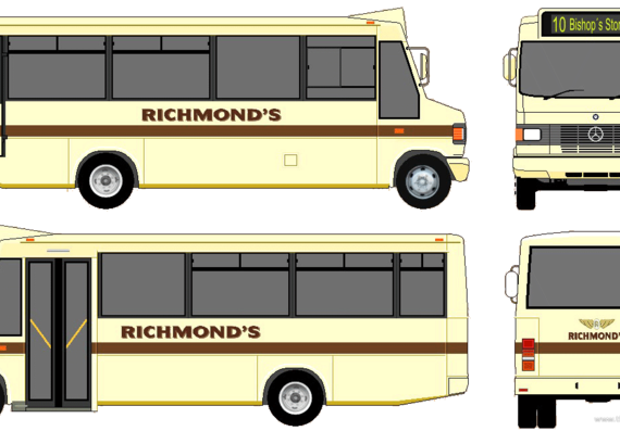 Автобус Mercedes-Benz Vario 811 Bus (1997) - чертежи, габариты, рисунки автомобиля
