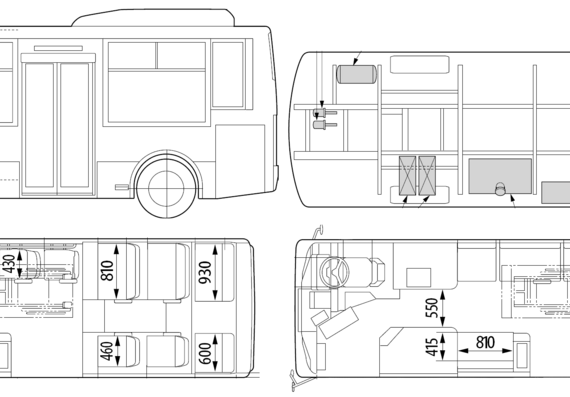 Автобус Mitsubishi-Fuso Aero Midi ME (2007) - чертежи, габариты, рисунки автомобиля