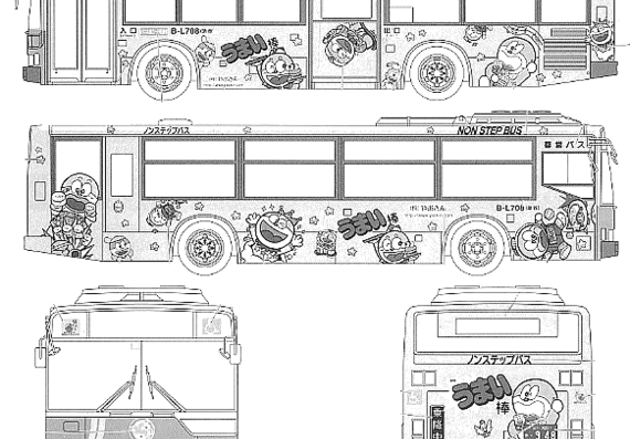 Автобус Mitsubishi Fuso Aero Star - чертежи, габариты, рисунки автомобиля