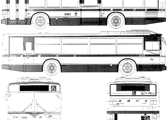 Автобус Mitsubishi Fuso Aero Star Transit Bus - чертежи, габариты, рисунки автомобиля