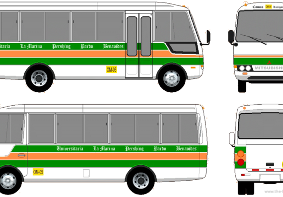 Автобус Mitsubishi Rosa Bus (2002) - чертежи, габариты, рисунки автомобиля