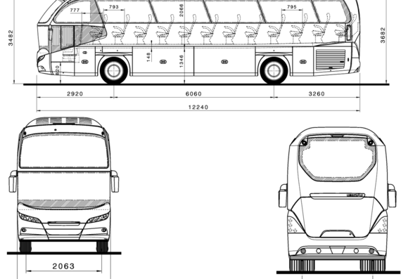 Автобус Neoplan Cityliner - чертежи, габариты, рисунки автомобиля