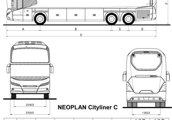 Автобус Neoplan Cityliner C - чертежи, габариты, рисунки автомобиля