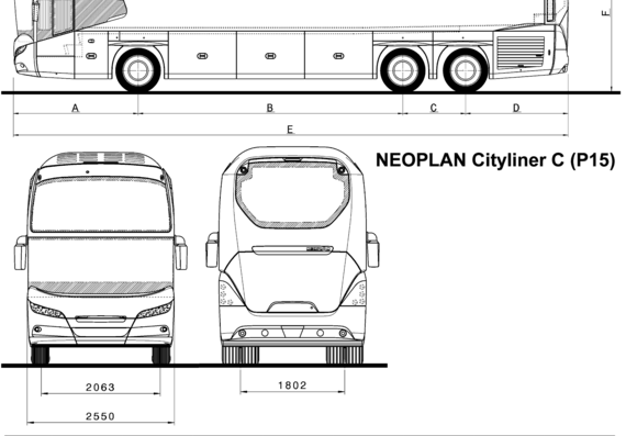 Автобус Neoplan Cityliner C P15 - чертежи, габариты, рисунки автомобиля