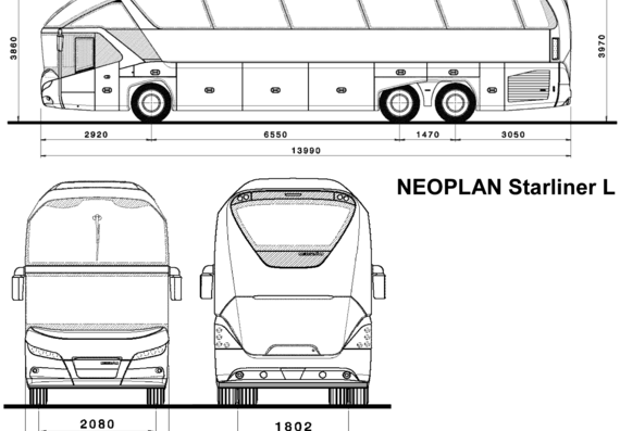 Автобус Neoplan Skyliner L - чертежи, габариты, рисунки автомобиля