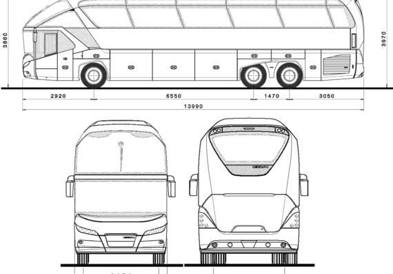 Автобус Neoplan Starliner L P12 - чертежи, габариты, рисунки автомобиля