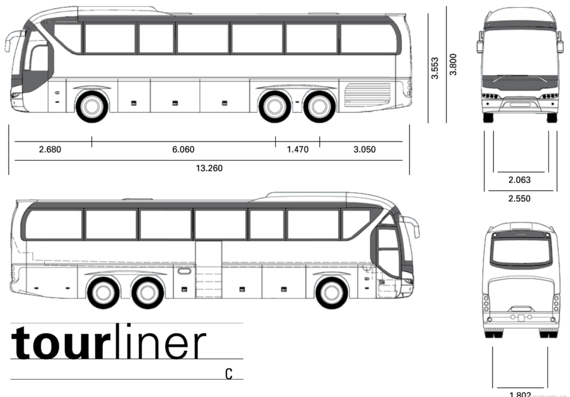 Автобус Neoplan Tourliner C - чертежи, габариты, рисунки автомобиля