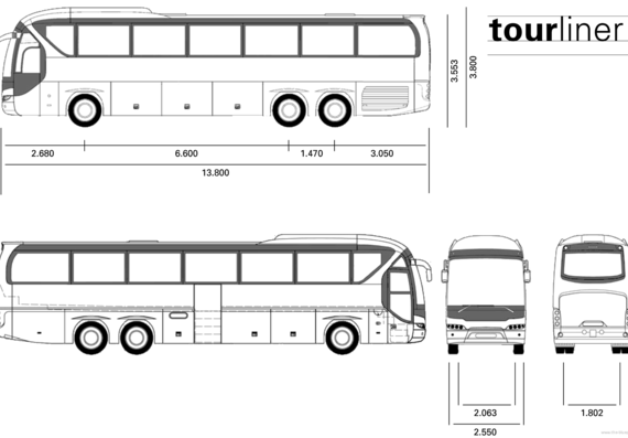 Автобус Neoplan Tourliner L - чертежи, габариты, рисунки автомобиля