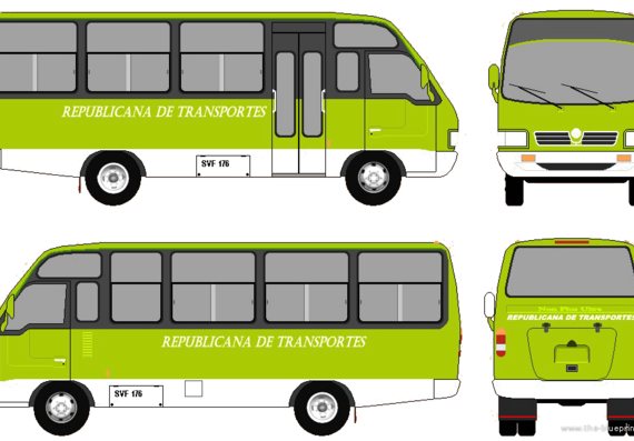 Автобус Nissan Bus (2002) - чертежи, габариты, рисунки автомобиля
