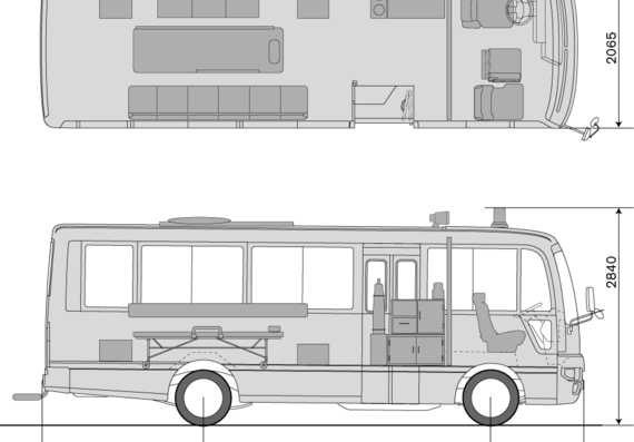Автобус Nissan Civilian Ambulance - чертежи, габариты, рисунки автомобиля