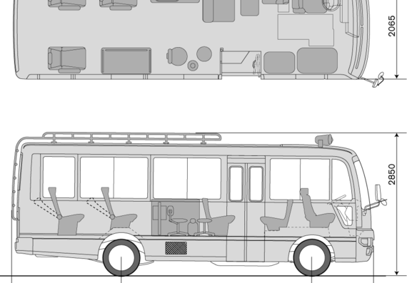 Автобус Nissan Civilian Bloodmobile - чертежи, габариты, рисунки автомобиля