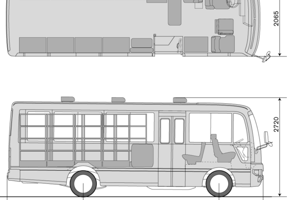 Автобус Nissan Civilian Library Car - чертежи, габариты, рисунки автомобиля