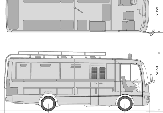 Автобус Nissan Civilian Security - чертежи, габариты, рисунки автомобиля