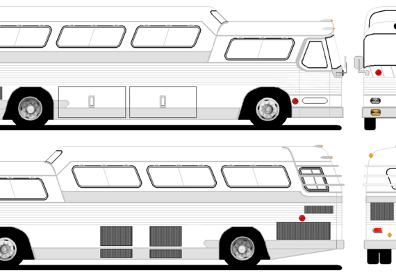 Автобус Omnibus Flxible Vistaliner 100 (1958) - чертежи, габариты, рисунки автомобиля