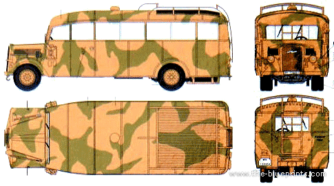 Bus Opel Blitz Omnibus W39 - drawings, dimensions, pictures of the car
