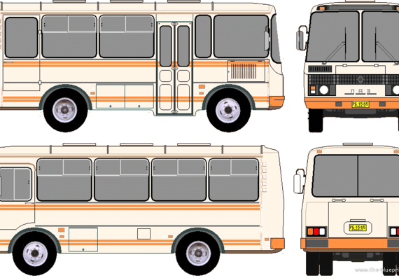 Автобус PAZ 3205 (1998) - чертежи, габариты, рисунки автомобиля