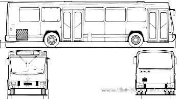Автобус Renault PR100-2 (1992) - чертежи, габариты, рисунки автомобиля