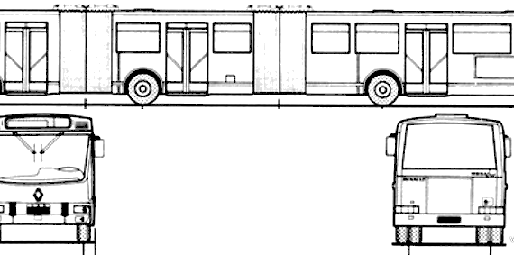 Автобус Renault PR180 Megabus (1990) - чертежи, габариты, рисунки автомобиля