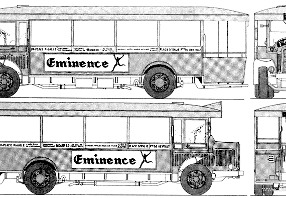 Автобус Renault TN6C - чертежи, габариты, рисунки автомобиля