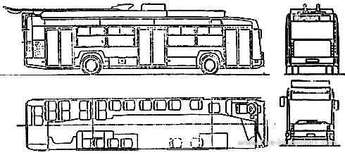 Автобус Rocar EA812 Trolleybus - чертежи, габариты, рисунки автомобиля