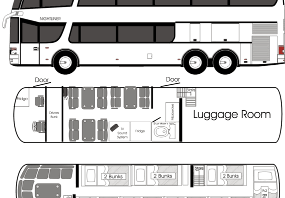 Автобус Setra 228 DT - чертежи, габариты, рисунки автомобиля