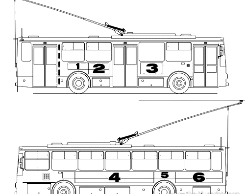 Автобус Skoda 14Tr - чертежи, габариты, рисунки автомобиля