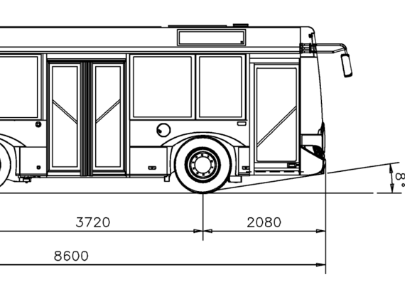 Автобус Solaris Alpino 8.6 - чертежи, габариты, рисунки автомобиля