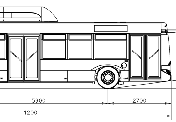 Автобус Solaris Urbino 12 CNG - чертежи, габариты, рисунки автомобиля