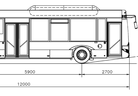 Автобус Solaris Urbino 12 LE CNG - чертежи, габариты, рисунки автомобиля