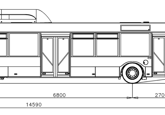 Автобус Solaris Urbino 15 CNG - чертежи, габариты, рисунки автомобиля