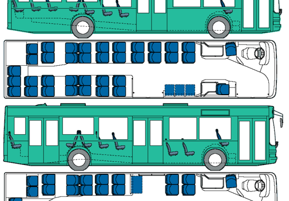 Автобус Volvo 5000 - чертежи, габариты, рисунки автомобиля